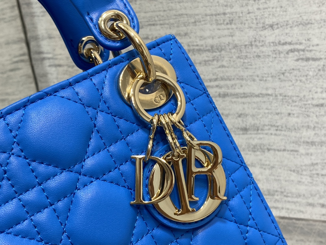 Mini Lady Dior Bag Blue Cannage Lambskin